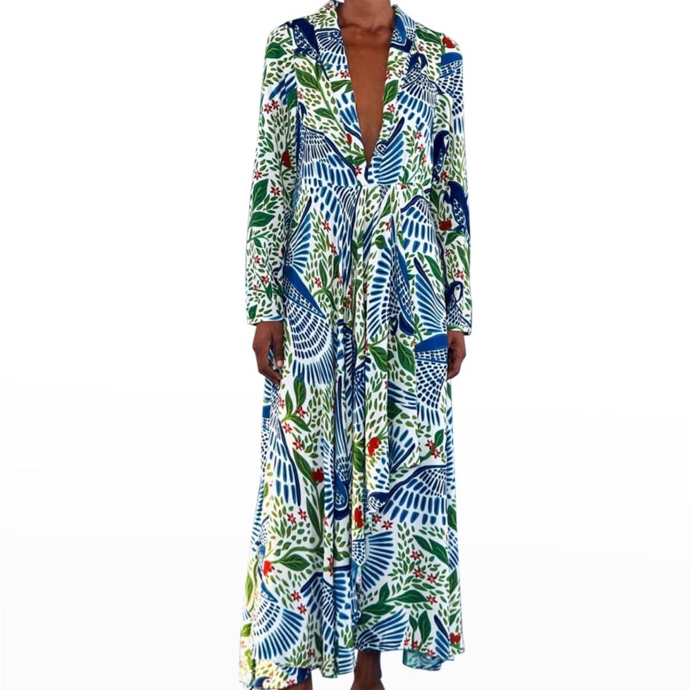 farm rio Blue Macaw Flight Maxi Dress